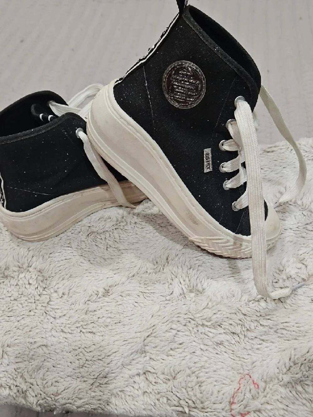 Justice Kids Black and White High-Top Sneakers